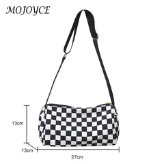 Plaid Crossbody Bag Shoulder Tote Retro Sports Leisure Zip Travel Satchel