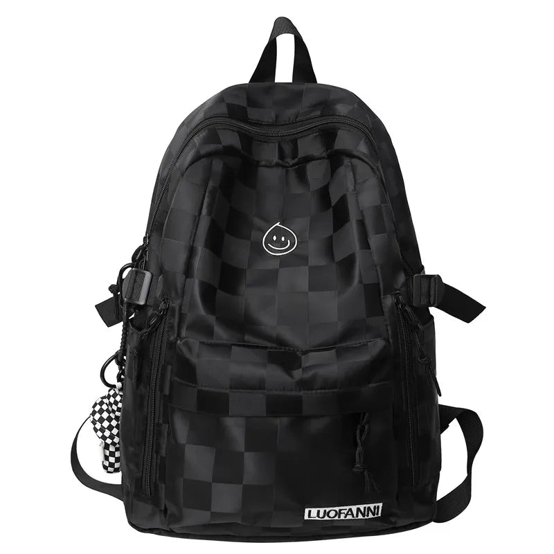 Plaid Leisure School Bag Girl Travel Laptop Student Backpack