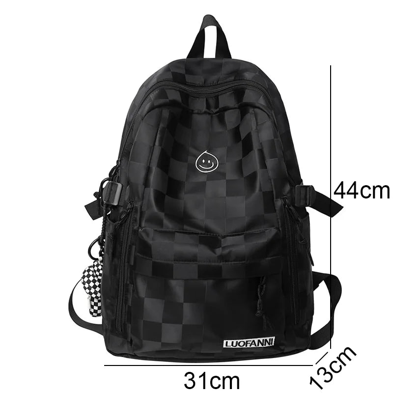 Plaid Leisure School Bag Girl Travel Laptop Student Backpack