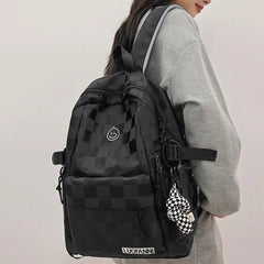 Plaid Leisure School Bag Girl Travel Laptop Student Backpack