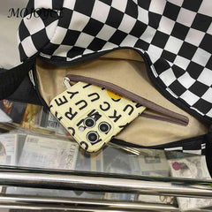 Plaid Messenger Bag Crossbody Retro Hand Crossbag Cylinder Sports Zipper Travel