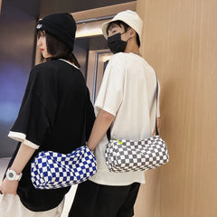 Plaid Messenger Bags Retro Hand Crossbody Cylinder Shoulder Bag