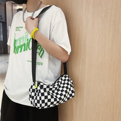 Plaid Messenger Bag Unisex Retro Sling Sports Crossbody Bag