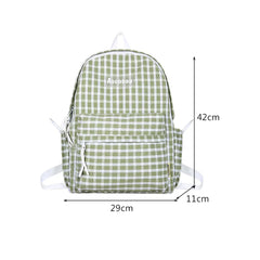 Plaid Pattern Backpack Student Girl Sweet Canvas Shoulders Bag