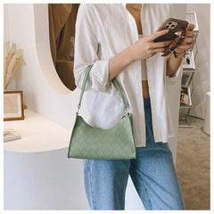 Plaid Pattern Bags Woven PU Leather Shoulder Bags for Women Handbag
