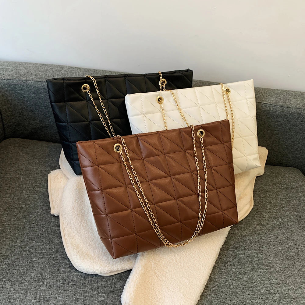 Plaid Pattern Women Underarm Shoulder Bag PU Leather Top-handle Handbag