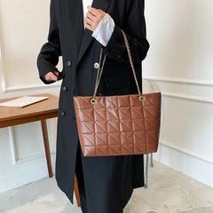 Plaid Pattern Women Underarm Shoulder Bag PU Leather Top-handle Handbag