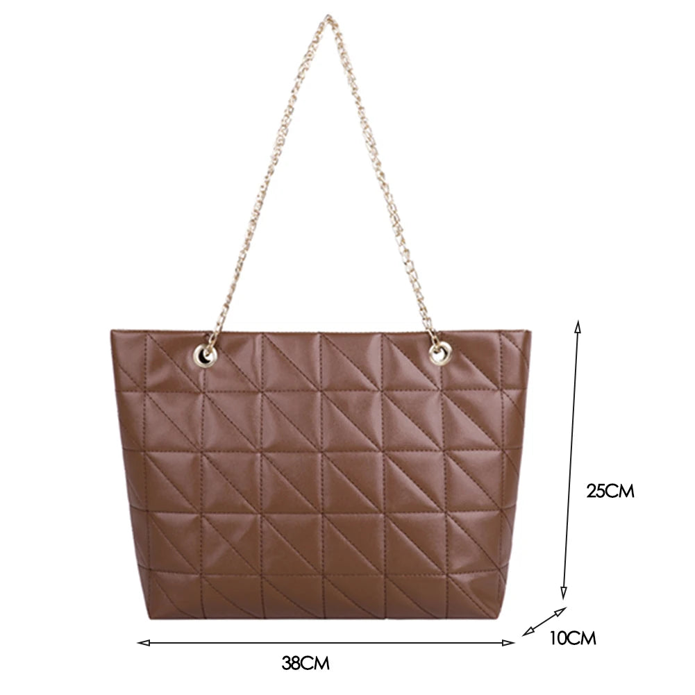 Plaid Pattern Women Underarm Shoulder Bag PU Leather Top-handle Handbag