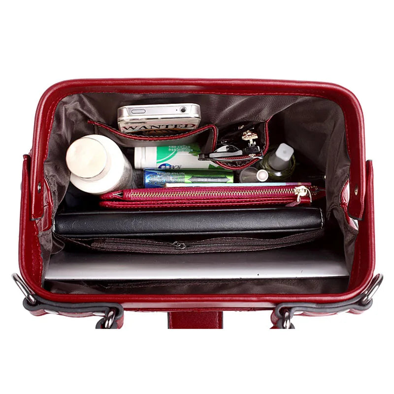 Plaid Rivets Pu Leather Crossbody Bags For Women Solid Shoulder Handbags