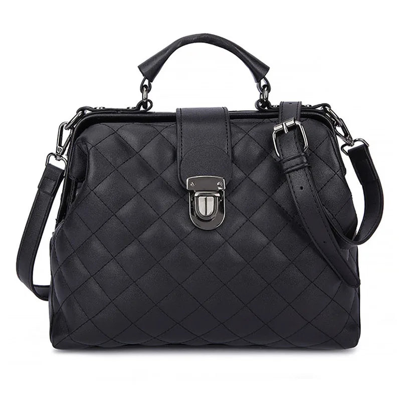 Plaid Rivets Pu Leather Crossbody Bags For Women Solid Shoulder Handbags