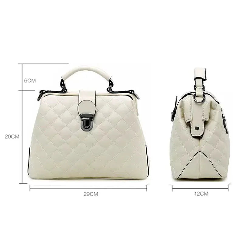 Plaid Rivets Pu Leather Crossbody Bags For Women Solid Shoulder Handbags