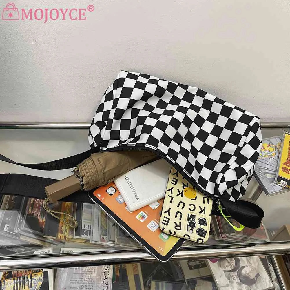Plaid Shoulder Bag Retro Cylinder Sports Tote