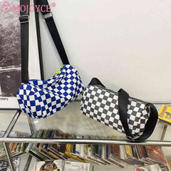 Plaid Shoulder Bag Retro Cylinder Sports Tote