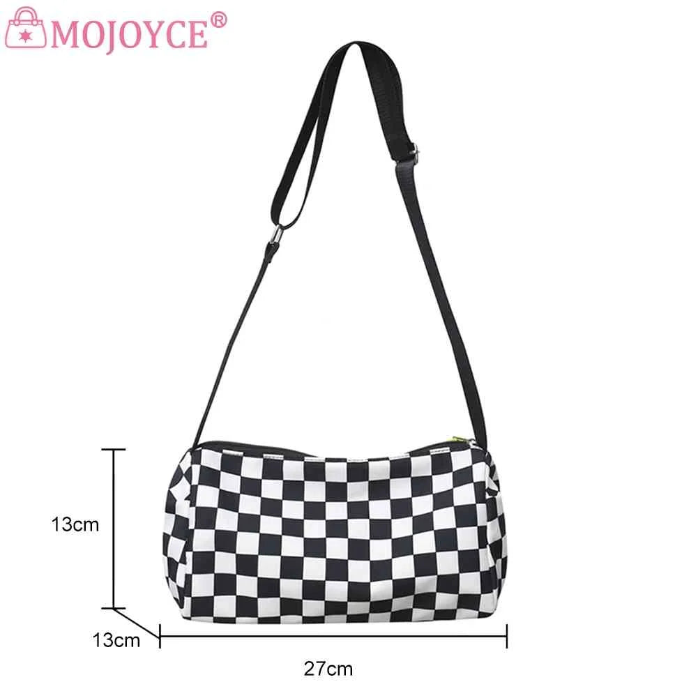 Plaid Shoulder Bag Retro Cylinder Sports Tote