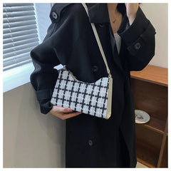 Plaid Shoulder Bags Women Underarm Handbag Small Armpit Purse