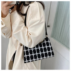 Plaid Shoulder Bags Women Underarm Handbag Small Armpit Purse