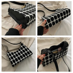 Plaid Shoulder Bags Women Underarm Handbag Small Armpit Purse