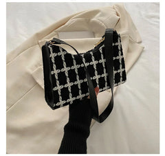 Plaid Shoulder Bags Women Underarm Handbag Small Armpit Purse