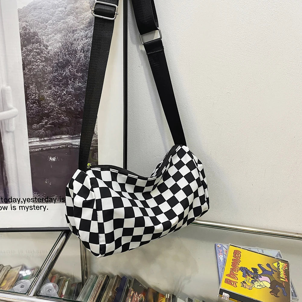 Retro Plaid Shoulder Tote Bag Crossbody Sports Satchel