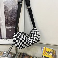 Retro Plaid Shoulder Tote Bag Crossbody Sports Satchel