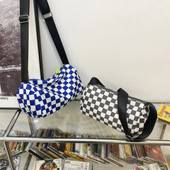 Plaid Shoulder Tote Bag Retro Hand Crossbody Sports Satchel