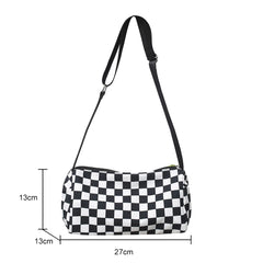 Plaid Shoulder Tote Bag Retro Hand Crossbody Sports Satchel