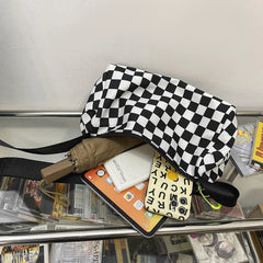 Retro Plaid Shoulder Tote Bag Crossbody Sports Satchel