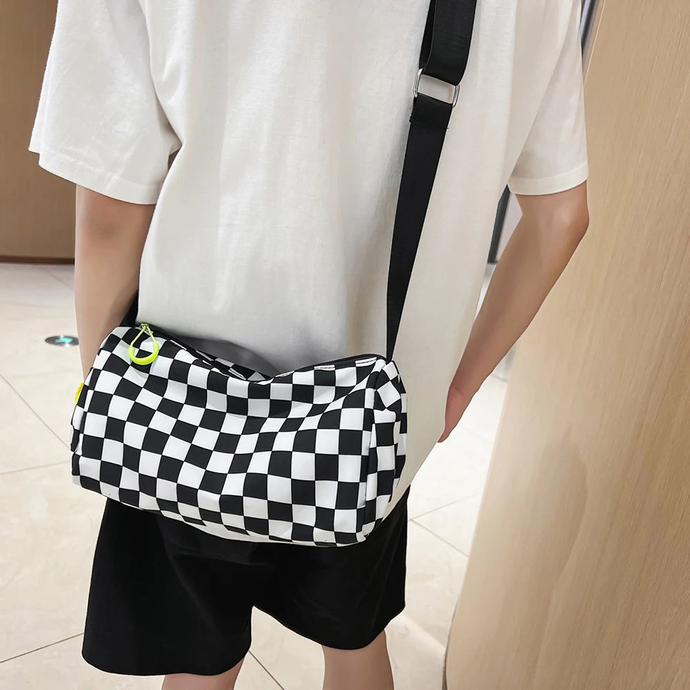 Retro Plaid Shoulder Tote Bag Crossbody Sports Satchel
