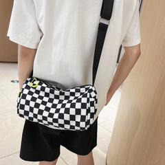 Retro Plaid Shoulder Tote Bag Crossbody Sports Satchel