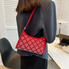 Plaid Women PU Leather Underarm Shoulder Bags Female Daily Totes Purse Pouch