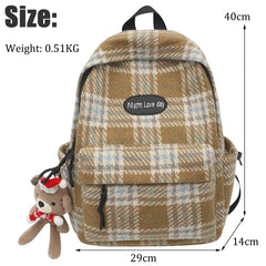 Plaid Woollen Cloth Women's Backpack