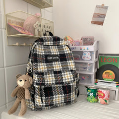 Plaid Woollen Cloth Women's Backpack