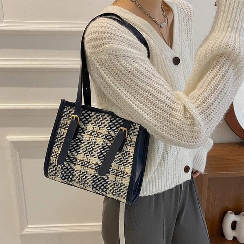 Plaids Women Shoulder Bag Female PU Leather Purse Bag Ladies Tote Bag Handbag