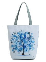 Plant Printed Shoulder Bags Women Eco Reusable Tree Shopping Bag