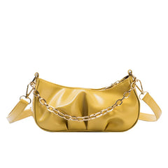 Pleated Crossbody Bag Women PU Leather Shoulder Messenger Chain Clutches Totes