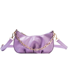 Pleated Crossbody Bag Women PU Leather Shoulder Messenger Chain Clutches Totes