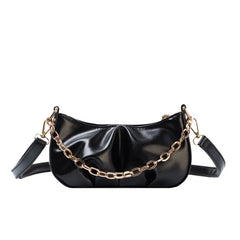 Pleated Crossbody Bag Women PU Leather Shoulder Messenger Chain Clutches Totes