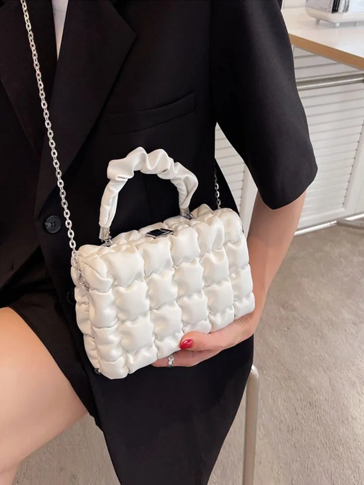 Pleated Handbags Women's Bag Shoulder Crossbody Bags Small Square Chain Handbag