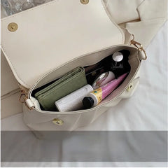 Retro Pleated PU Shoulder Bag Solid Leather Hobos Handbag Womens Underarm