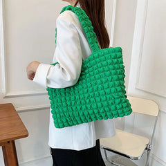 Pleated Plaid Shoulder Bag Sweet Ladies Handbags Casual Tote Bags For Women