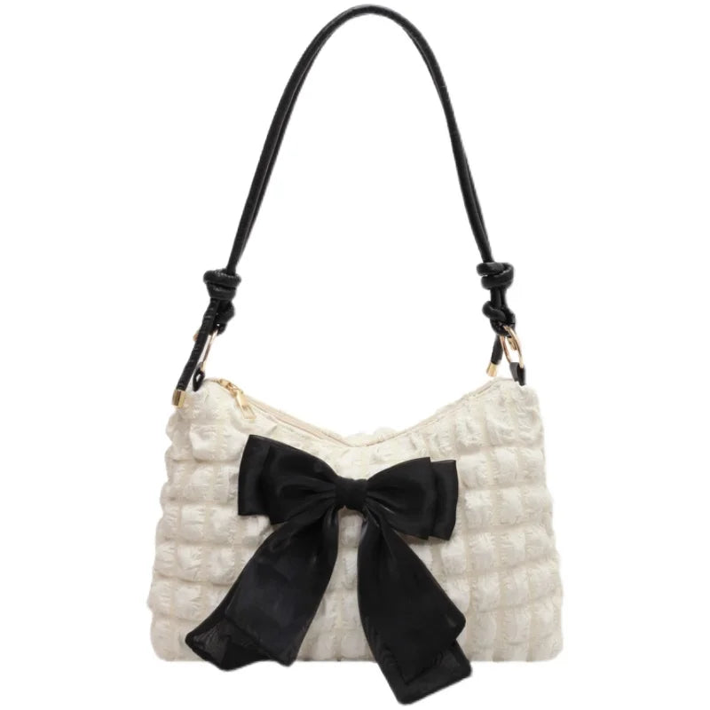 Plaid Women Crossbody Bag Bow Handbags Soft Shoulder
