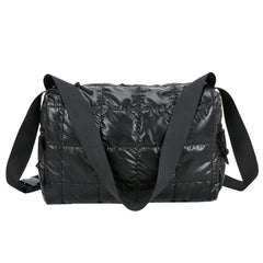 Pleated Quilted Cotton Padded Grid Crossbody Bag