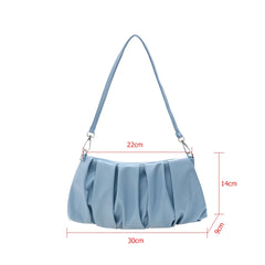Pleated Shoulder Handbag Women Solid PU Underarm Cloud Bags For Women