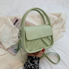 Pleated Small Handbags For Women High Pu Leather Shoulder Bag Solid Female Cross