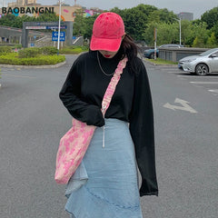 Pink Flowers Messenger Bag Women Girls Student Casual Tote Handbags