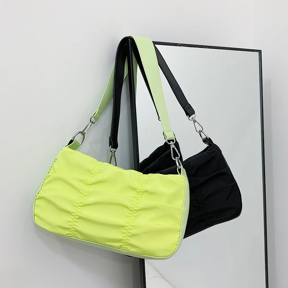 Pleated Women Shoulder Bags Oxford Ladies Hobos Purse Handbags