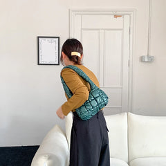 Plaid Shoulder Bag Winter Down Ladies Underarm Bags Small Clutch Purse Handbags