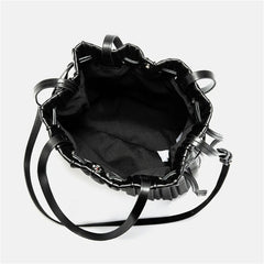 Pleated Stripe Bucket Bag Ladies Crossbody Bags for Women