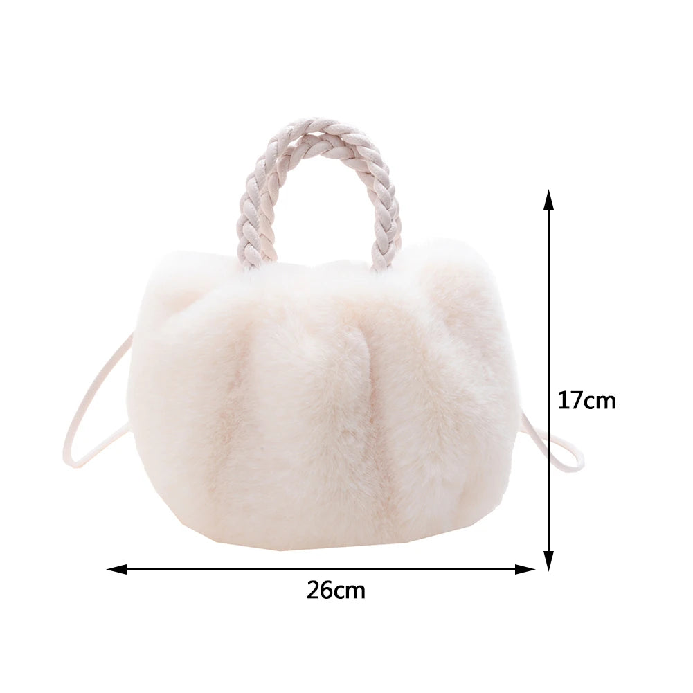 Fluffy Woven Crossbody Handbag Soft Winter Purse