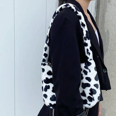Plush Cow Underarm Bag Large Capacity Female Shoulder Bags